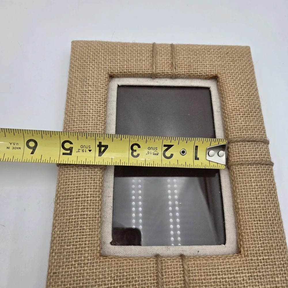 Vintage Wood Burlap? Velvet Picture Frame Photo size 4.5